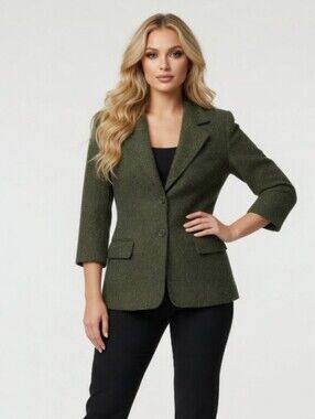 Daisy Fuentes Olive Green Tweed Blazer (Size :20w)